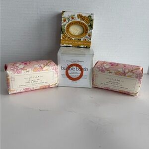 Group of 3 Brand New in Package Luxury Bars of Soap and a Bath Bomb